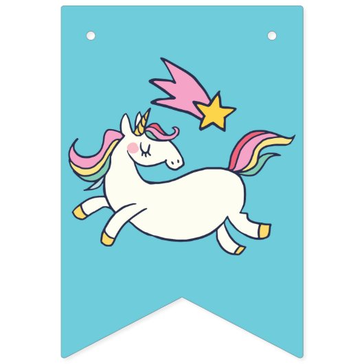 Bannière À Fanions Douce doodle d'anniversaire Rainbow Unicorn Stars (Premier drapeau)
