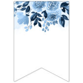 Bannière À Fanions Douce Fête de Mariage Floral Script Bleu Marine Aq (Premier drapeau)