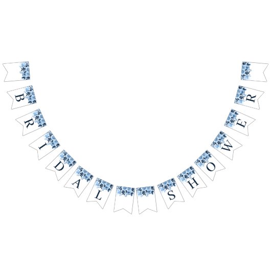 Bannière À Fanions Douceur de Mariée Floral Script Bleu Nuit Aquarell (Tout)