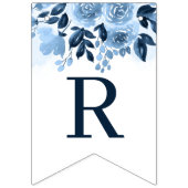 Bannière À Fanions Douceur de Mariée Floral Script Bleu Nuit Aquarell (Troisième drapeau)