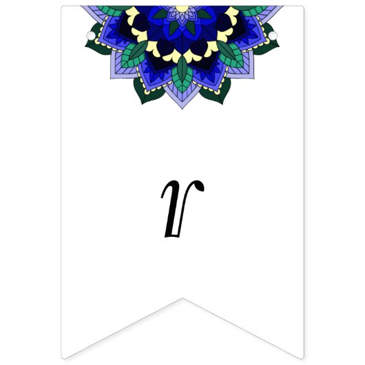 Bannière À Fanions Douche nuptiale. Mandala en bleu foncé (Troisième drapeau)