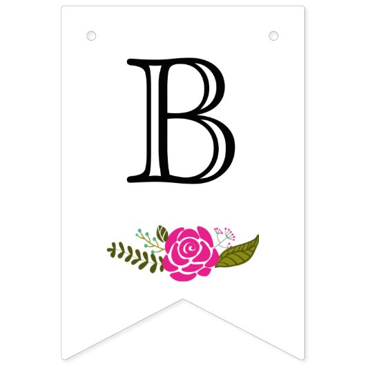 Bannière À Fanions Douche nuptiale rose chaudes fleurs d'aqua mariage (Deuxième drapeau)