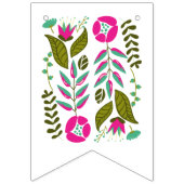 Bannière À Fanions Douche nuptiale rose chaudes fleurs d'aqua mariage (Premier drapeau)