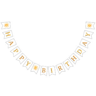 Bannière À Fanions Doux aquarelle soleil Joyeux anniversaire