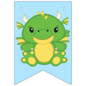 Bannière À Fanions Dragon Birthday Party Blue (Premier drapeau)