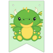 Bannière À Fanions Dragon Birthday Party Green (Premier drapeau)
