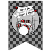 Bannière À Fanions Drum Né à Rock & Roll Drummer Rocker Musicien (Troisième drapeau)
