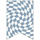 Bannière À Fanions Dusty Blue Mariage Collection Vérifier À damiers (Premier drapeau)