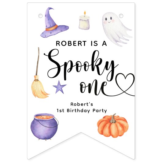 Bannière À Fanions Éffrayant Un Halloween Premier anniversaire (Deuxième drapeau)