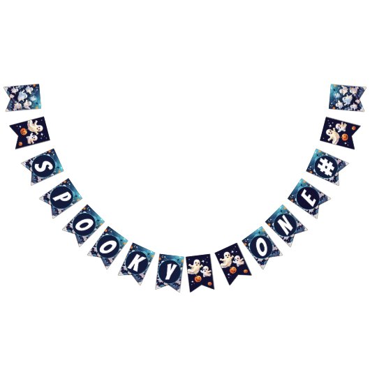 Bannière À Fanions Éffrayant un mignon Halloween Anniversaire (Tout)