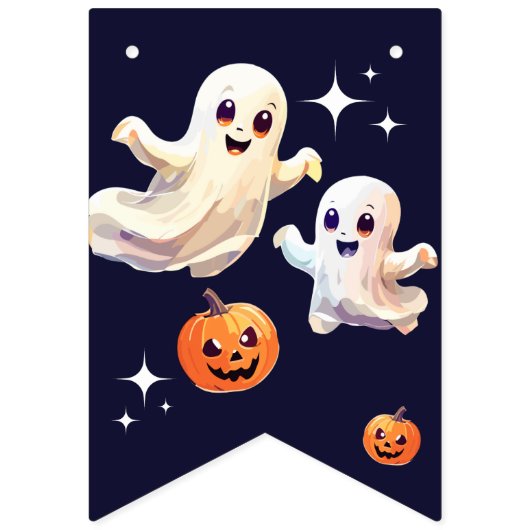 Bannière À Fanions Éffrayant un mignon Halloween Anniversaire (Deuxième drapeau)