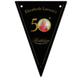 Bannière À Fanions Elégant Black and Gold 50th Birthday Invitation (Deuxième drapeau)
