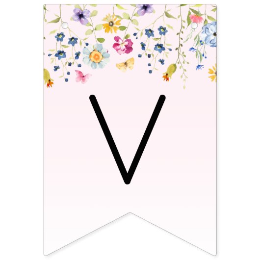 Bannière À Fanions Élégant Lavis Rose Fête de Mariage (Troisième drapeau)