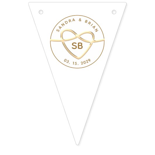 Bannière À Fanions Élégant Monogramme Mariage Or (Deuxième drapeau)