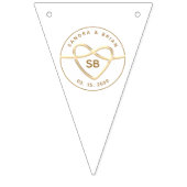 Bannière À Fanions Élégant Monogramme Mariage Or (Premier drapeau)