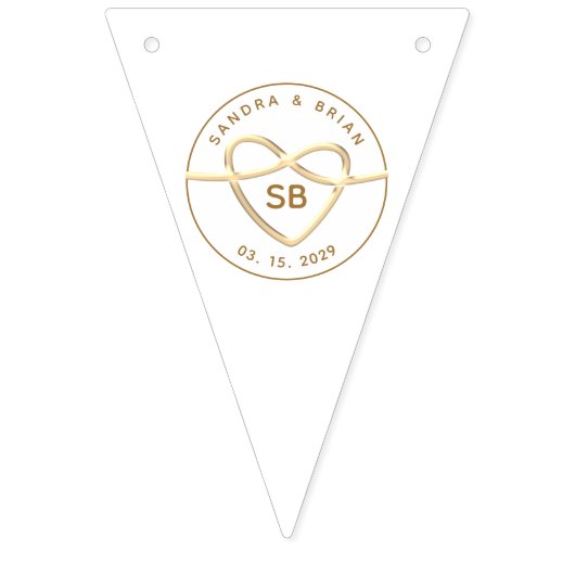 Bannière À Fanions Élégant Monogramme Mariage Or (Premier drapeau)