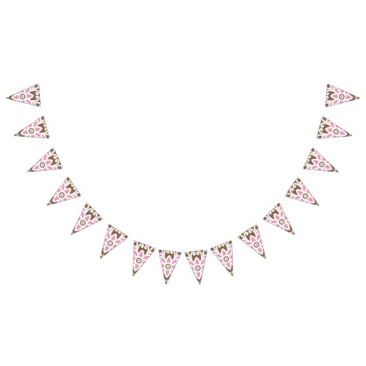 Bannière À Fanions Elégant motif floral dans les teintes brune et ros (Tout)