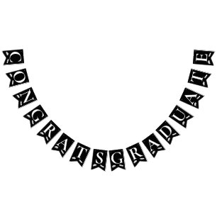 Bannière À Fanions Élégant Noir Blanc Congrats Casquette diplômé, Dip