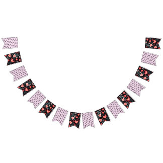 Bannière À Fanions Elegant Valentine's Day floral bunting banner