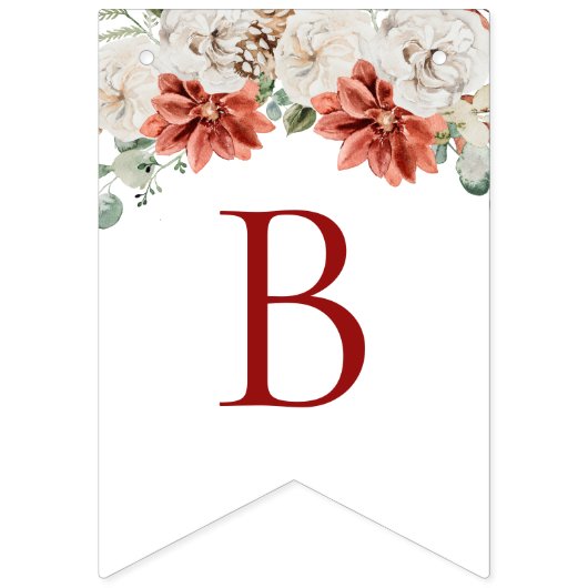 Bannière À Fanions Élégante Aquarelle Fleurie Rouge Hiver Future Mari (Troisième drapeau)