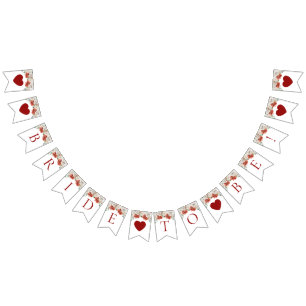 Bannière À Fanions Elégante aquarelle Rouge Floral Mariée d'hiver