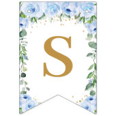 Bannière À Fanions Elephant croissant Lune Bleu Floral Boy Baby showe (Deuxième drapeau)