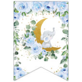Bannière À Fanions Elephant croissant Lune Bleu Floral Boy Baby showe (Premier drapeau)