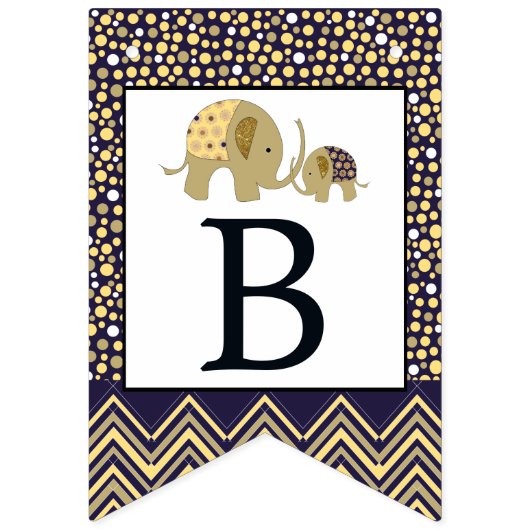 Bannière À Fanions Eléphant de Bohême et Baby shower Chevron (Troisième drapeau)