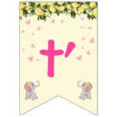 Bannière À Fanions Eléphant floral mignon c'est un Baby shower fille (Troisième drapeau)