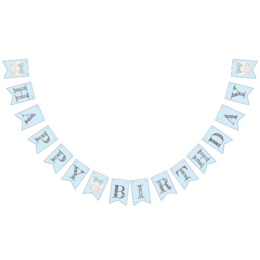 Bannière À Fanions Eléphant mignon avec un Bow.Joyeux anniversaire (Tout)