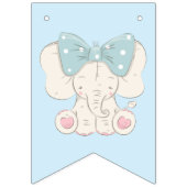 Bannière À Fanions Eléphant mignon avec un Bow.Joyeux anniversaire (Premier drapeau)