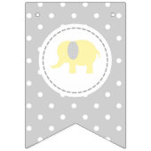 Bannière À Fanions Éléphant mignon jaune-clair et gris de bébé (Deuxième drapeau)