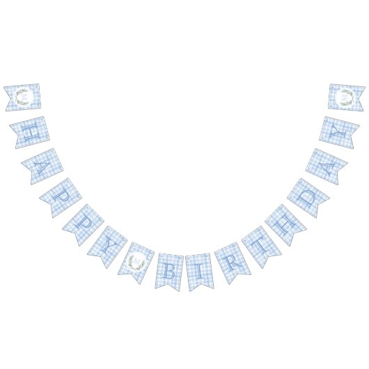 Bannière À Fanions En vichy bleu Aquarelle Laurel Crest (Tout)