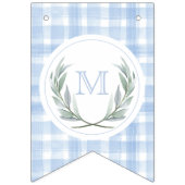 Bannière À Fanions En vichy bleu Aquarelle Laurel Crest (Premier drapeau)