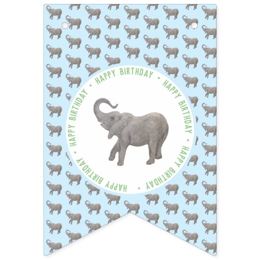 Bannière À Fanions Enfant Eléphant Anniversaire (Premier drapeau)