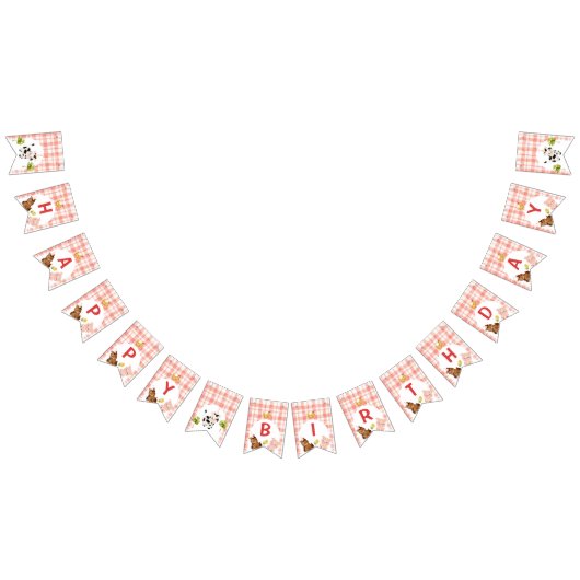 Bannière À Fanions Enfant garçon d'animaux de ferme rouges (Tout)