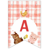 Bannière À Fanions Enfant garçon d'animaux de ferme rouges (Troisième drapeau)