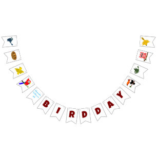 Bannière À Fanions Enfants Anniversaire Chouette Parrot Toucan Bird