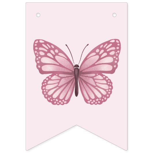 Bannière À Fanions Enfants Beurre rose mou Anniversaire (Premier drapeau)