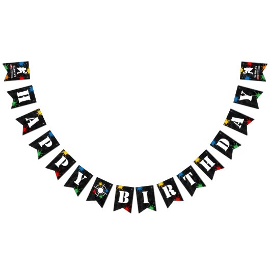 Bannière À Fanions Enfants de Paintball Joyeux anniversaire (Tout)