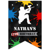 Bannière À Fanions Enfants de Paintball Joyeux anniversaire (Premier drapeau)