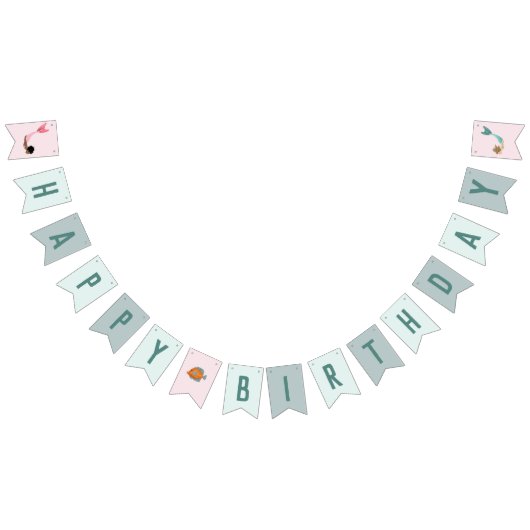 Bannière À Fanions Enfants mignonne Sirène Filles de mer Anniversaire (Tout)