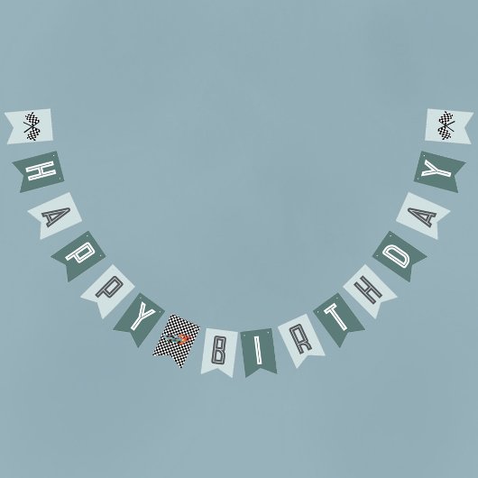 Bannière À Fanions Enfants Moderne Blue Racing Voitures Garçons Anniv