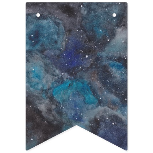 Bannière À Fanions Espace Party Galaxy Personnalisé Bleu (Deuxième drapeau)