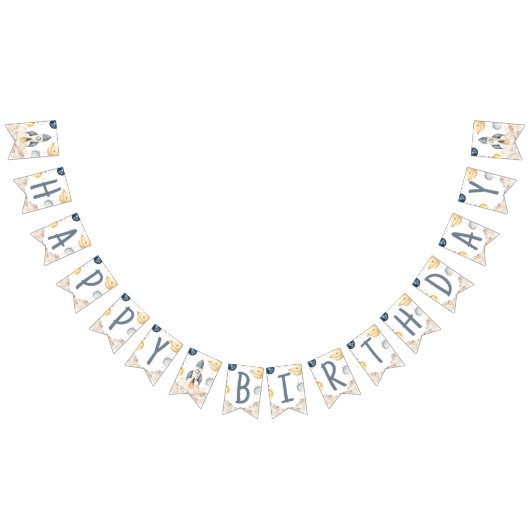 Bannière À Fanions Espace Premier Voyage Autour Du Soleil Anniversair (Tout)