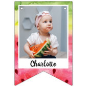 Bannière À Fanions Eté douce pastèque Anniversaire 3 Photo (Premier drapeau)