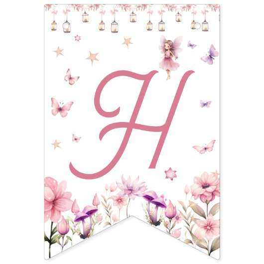 Bannière À Fanions Fairy Enchanted Forest fête d'anniversaire (Deuxième drapeau)