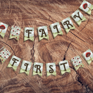 Bannière À Fanions Fairy First Birthday Forest Garden Champignons