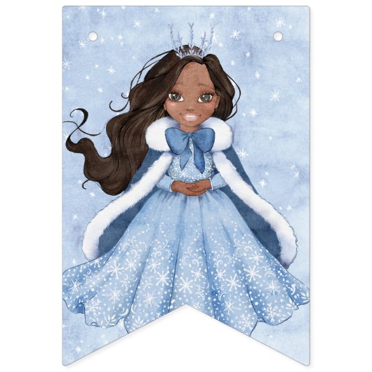 Bannière À Fanions Fairytale Winter Snow Princess Anniversaire | Afr  (Premier drapeau)
