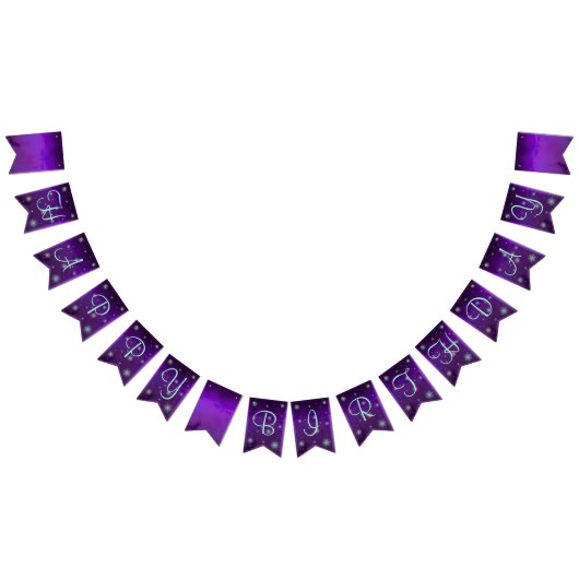 Bannière À Fanions Fée violette et turquoise Anniversaire (Tout)